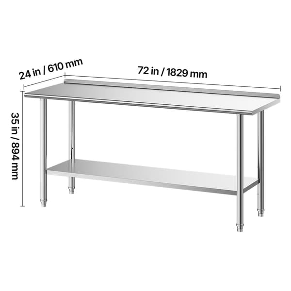 Arbejdsbord 61x183 cm Rustfrit Stål
