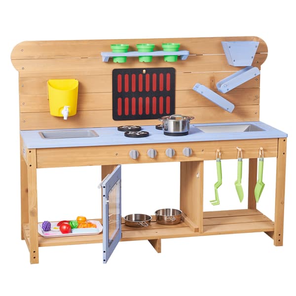 Mud Kitchen, 122x42,5x93 cm, Natur, Træ