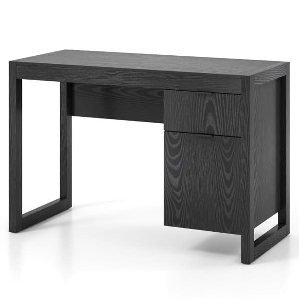Computerbord med skab og skuffe 112x51x75 cm hvid