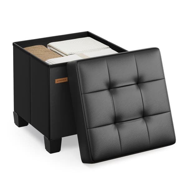 Foldbar opbevaringspuf, 38x38x40 cm, blæk sort