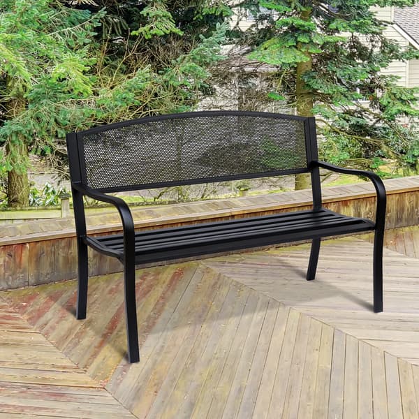 Havebænk, 127x60x87 cm, Sort, Stål
