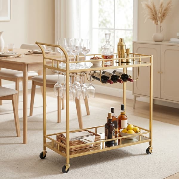 Serveringsvogn, 80x38x77,5 cm, Guld