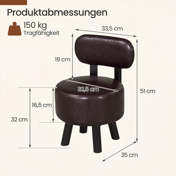 Skamler med ryglæn 2 stk brun
