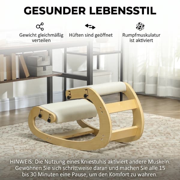 Ergonomisk knæstol 55x85x55 cm cremehvid