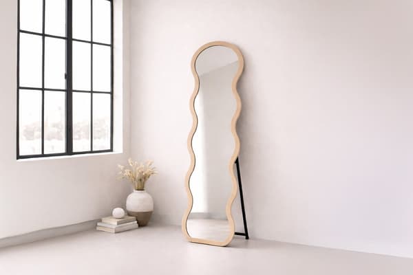 Spejl LOUI, beige, klart glas