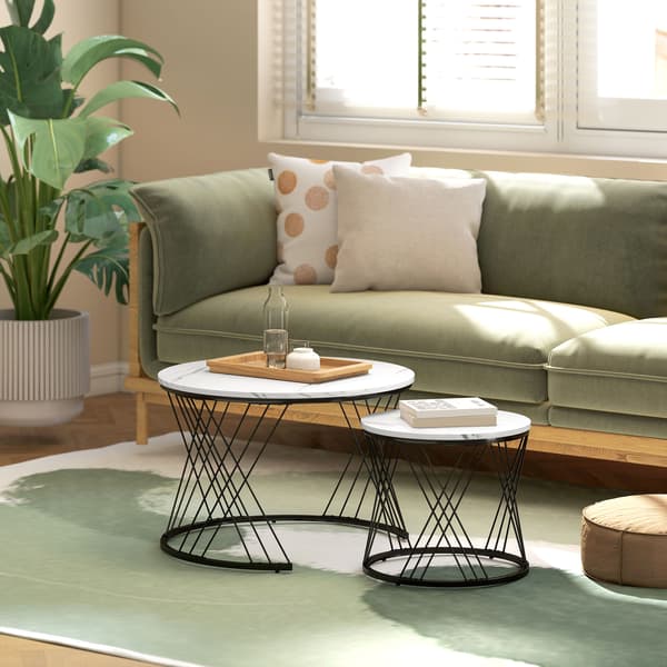 Soffbord Set, 70x46,5 cm och 44,5x39 cm, Vit