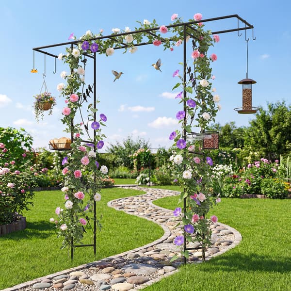 Havebue Espalier og Fuglefoderstation, 212x40x213 cm, Sort, Metal , Star