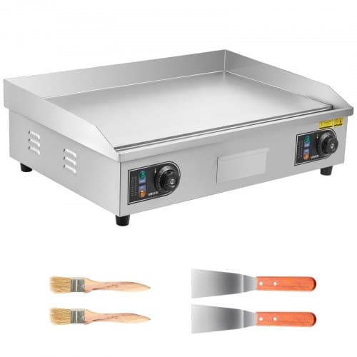 Elektrisk stegeplade, 65,5x40 cm, rustfrit stål, flad top grill