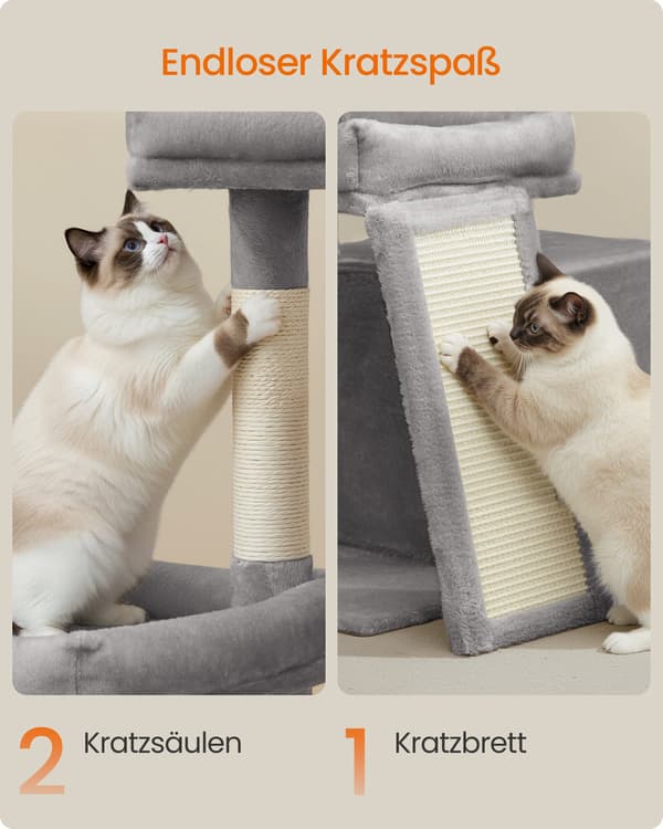 Kattetræ 50x40x90 cm Grå Sisal