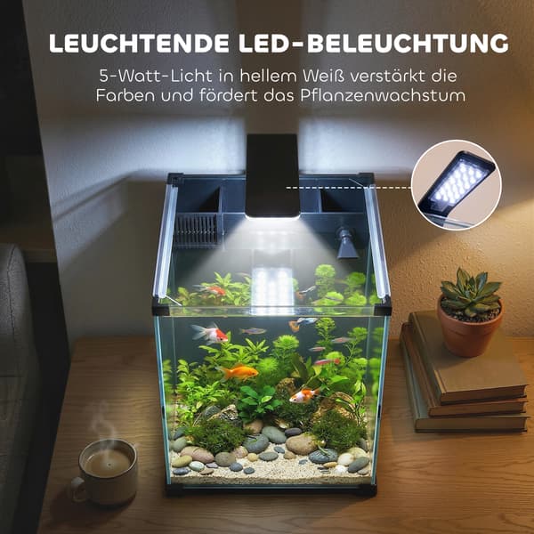Akvarium Komplet Sæt 30x30x45,5 cm Sort Glas