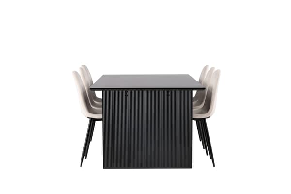 Spisebord og stol sæt Vail og Polar 200x100 cm Sort Beige Velour