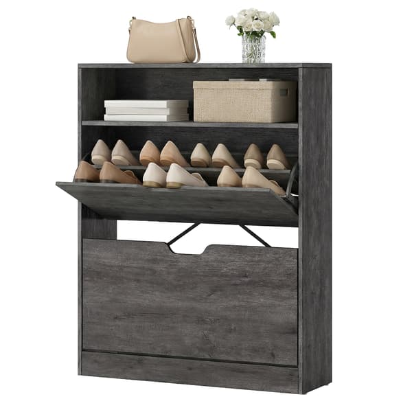 Skoskab 24x80x102 cm Grå træ