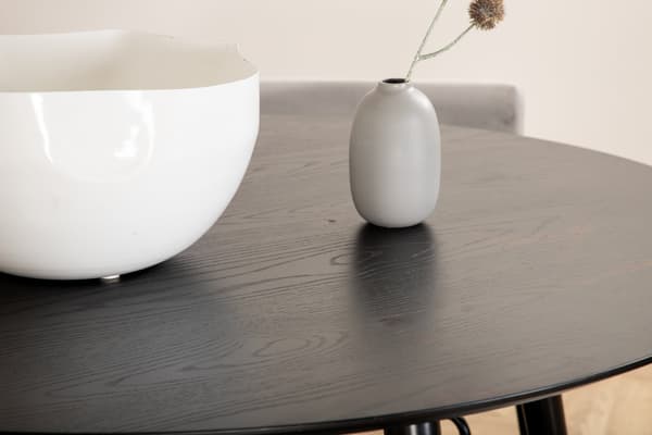 Spisebord og stol sæt 115 cm sort fløjl