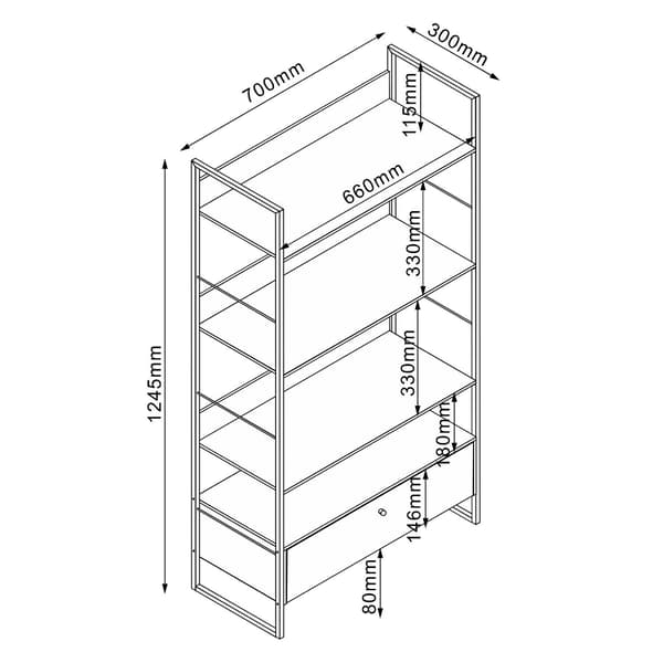 Hylde 60x30x165 cm Sort – 60x30xH165cm