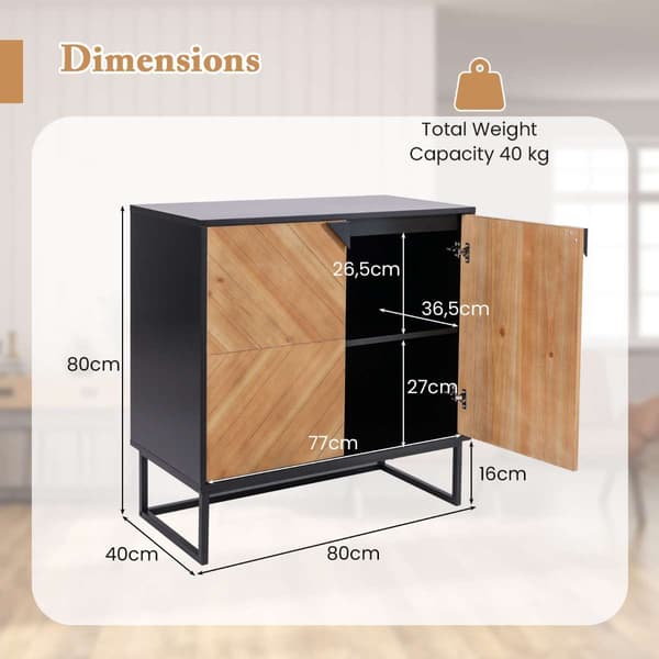 Skænk Buffet Skab, 80x40x80 cm, Hvid , Star