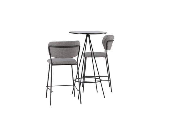 Barbord og barstol sæt 60 cm sort stof