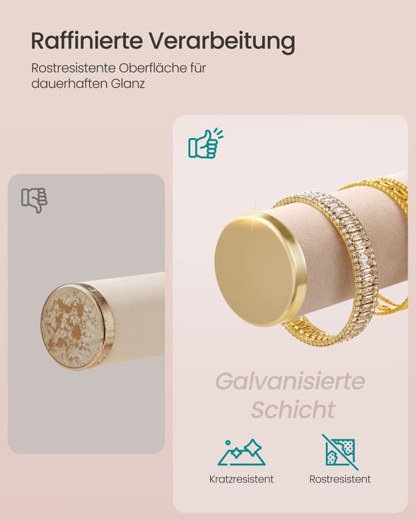 Smyckeshållare med bricka, sammet, blekguld-kamelbrun