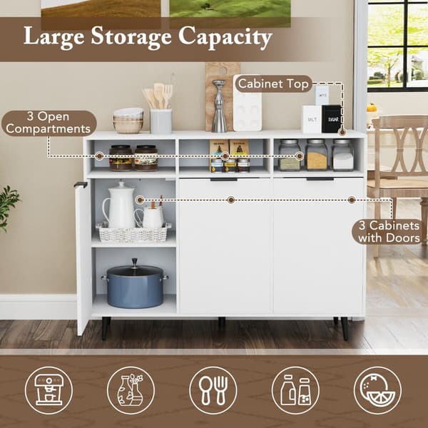 Sideboard Buffet Skab, 120x40x90 cm, Hvid