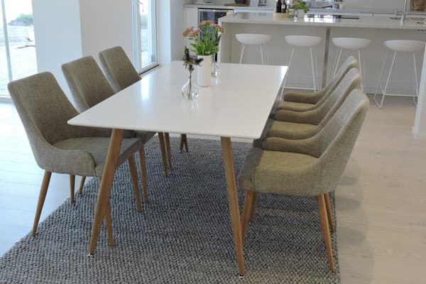 Spisebord og stole sæt 180x90x75 cm Lysegrå