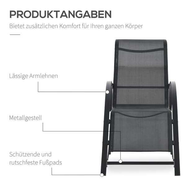 Havemøbelsæt med 2 liggestole og sidebord 59x169x66 cm sort