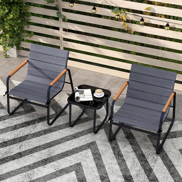 Bistro-sæt, 3-delt udendørs loungesæt, 72,5x61x77 cm, sort