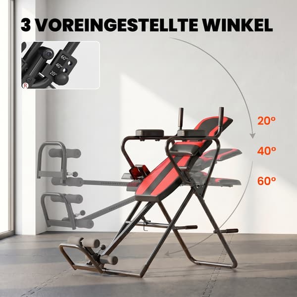 Inversion Table 3-i-1 med Push-Up og Pull-Up Barer 161x69x146 cm Sort Stål