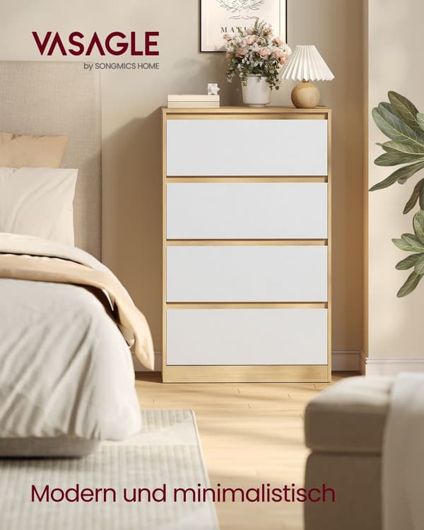 Kommode med 4 skuffer, 60,2 x 40,4 x 97,4 cm