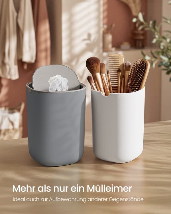 Bordssøppelbøtte, 1,5L, Grå, Rustfritt Stål, med Svinglokk