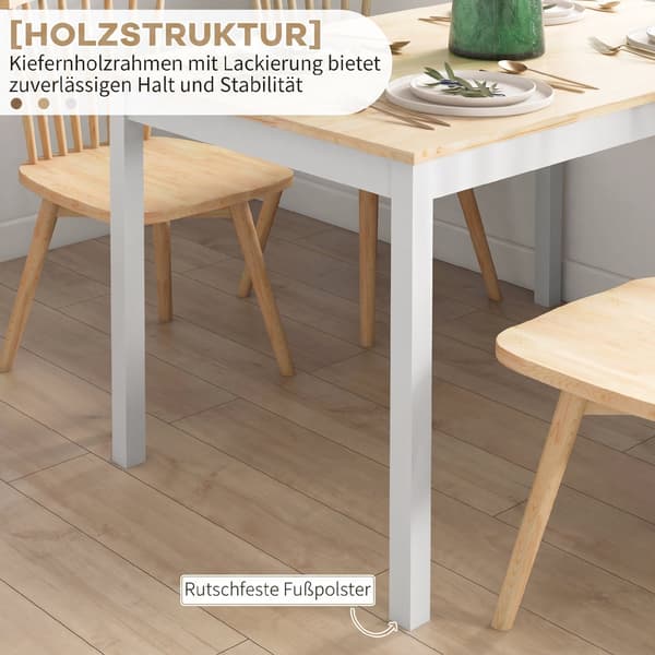 Matbord 120x75x75 cm naturvit/vit