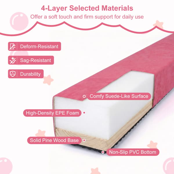 Sammenklappelig balancebom 210x10x6,4 cm rosa
