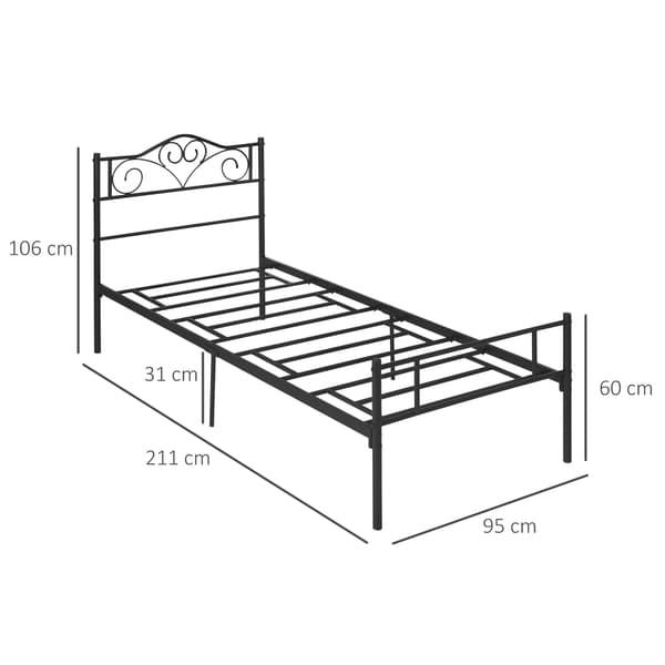 Seng, 95x211x106 cm, Sort, Stål