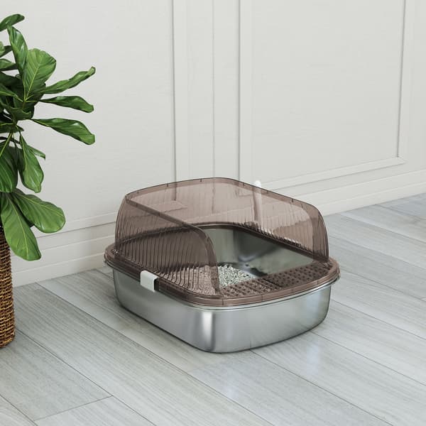 Kattebakke 53x42x27 cm grå, rustfrit stål