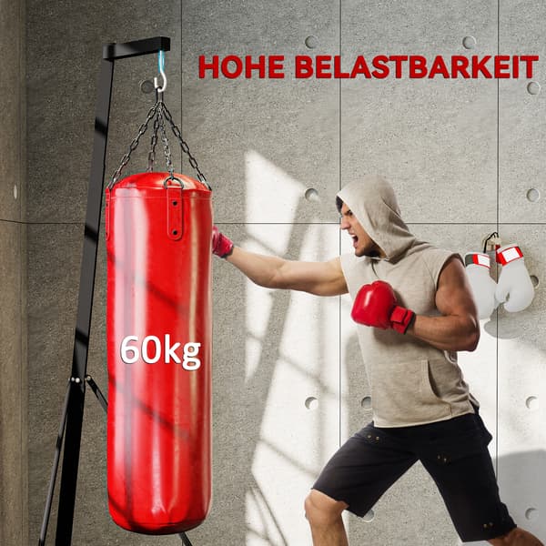 Stativ til boksebold, højdejusterbart, foldbart, 170x90x182-225 cm, sort