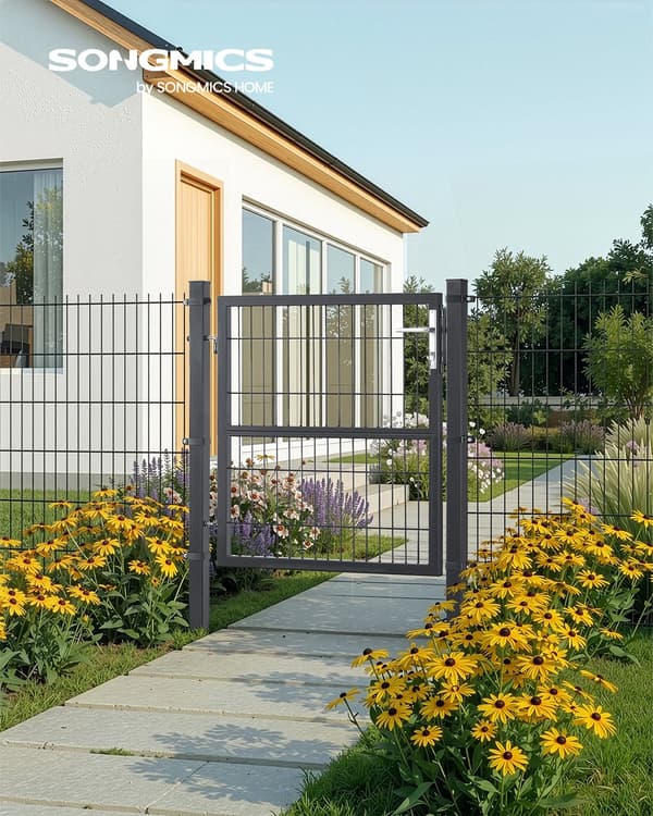 Garden Gate 106x6x150 cm Grå galvaniserat stål