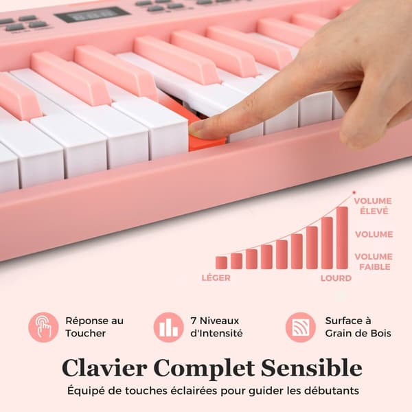Sammenklappeligt elektronisk keyboard, 94x22x6 cm, pink