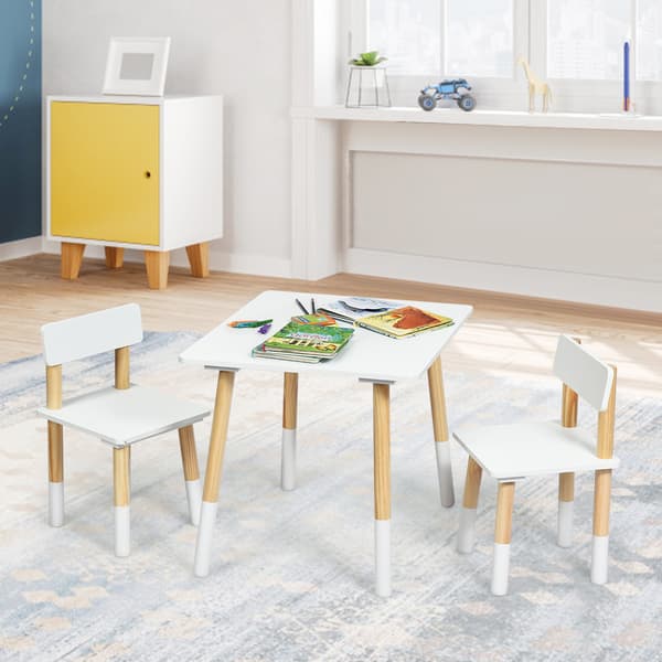 Børnebord og 2 stole sæt 59x50x48 cm hvid