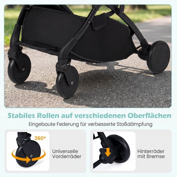 Sammenklappelig klapvogn med regnslag 77x48,5x100 cm grå
