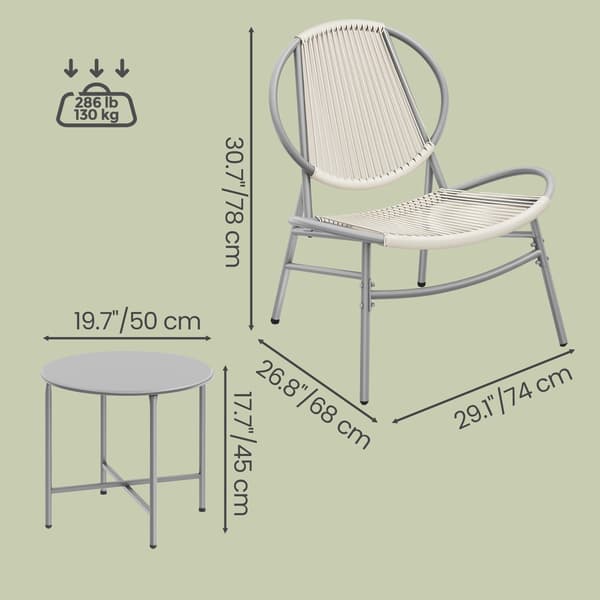 Havemøbelsæt 3-dele 68x74x78 cm Grå PE Rattan