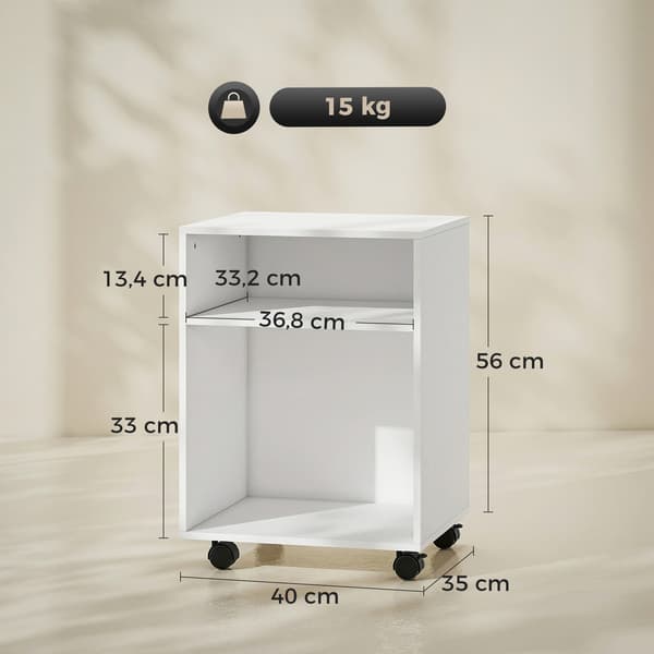 Printerstand 40x35x56 cm Hvid opbevaring