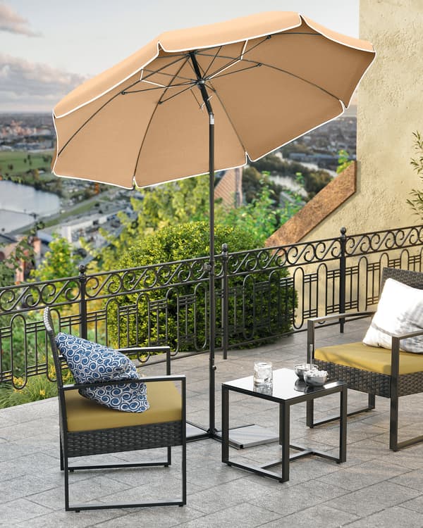 Strandparasol, 160x206 cm, Brun