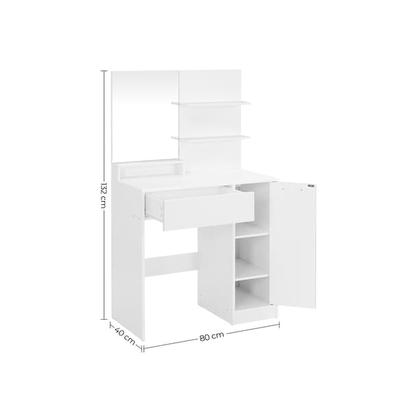 Sminkbord 80x40x132 cm vit