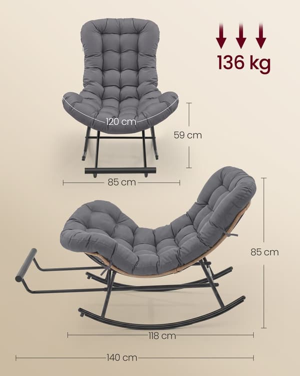 Gyngestol 118x85x85 cm Grå Stål
