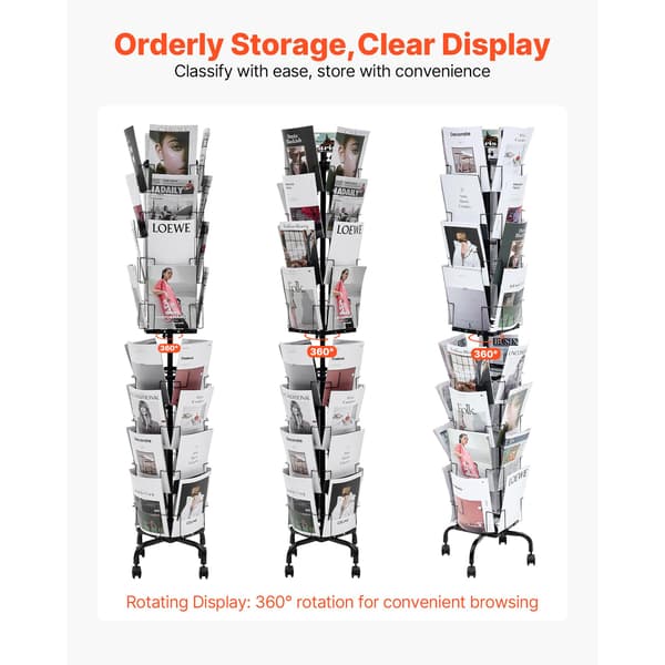 Kortdisplaystativ, 45x45x193 cm, Sort, Roterende opbevaring