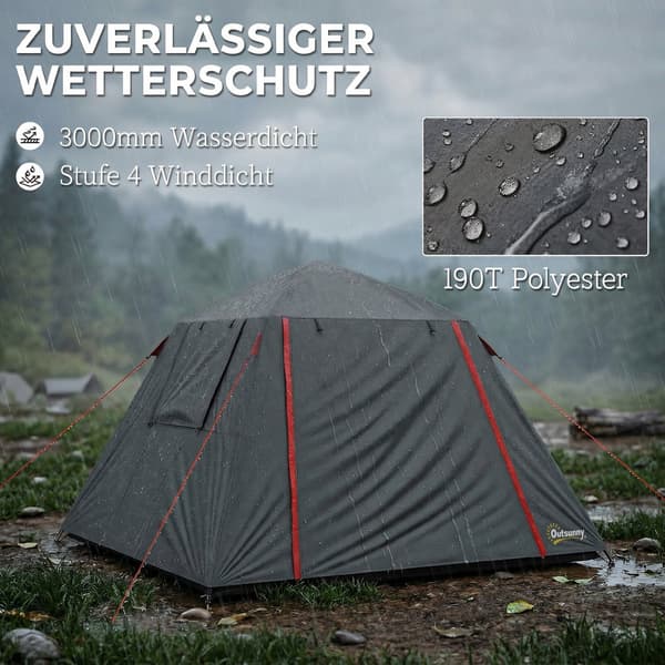 Campingtelt 210x210x150 cm Mørkegrå Polyester