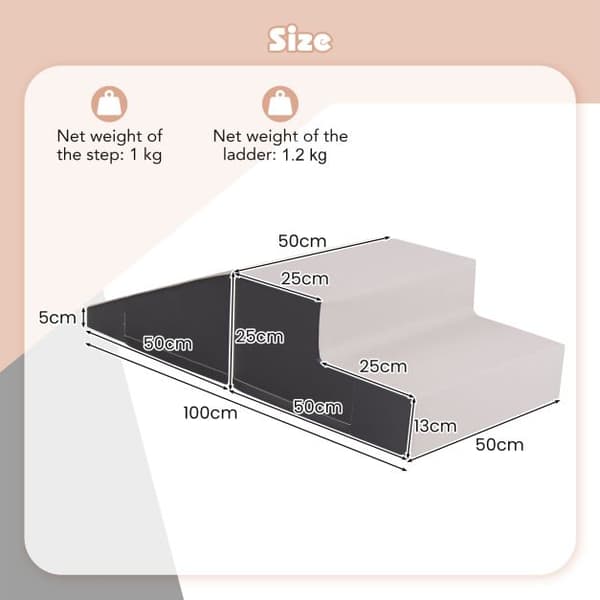 Step and Slide Climber Set 2 kpl 100x50x25 cm beige