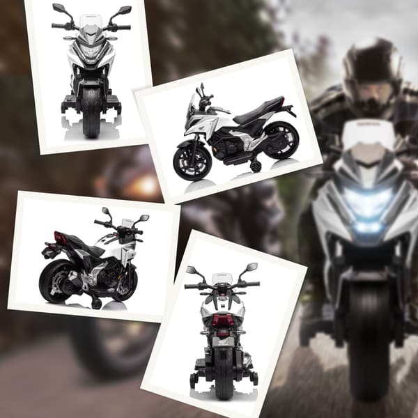 Elektrisk barnmotorcykel, 107x46x75 cm, Vit, Plast