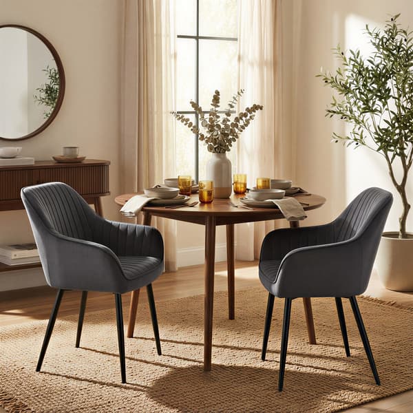 Matstol Sammet Klädd Fåtölj 62,5x60x85 cm Grå