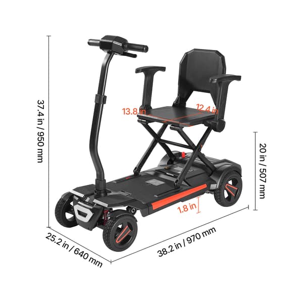 Elektrisk mobilitetsscooter, 97x57x81 cm, Sort, Sammenklappelig