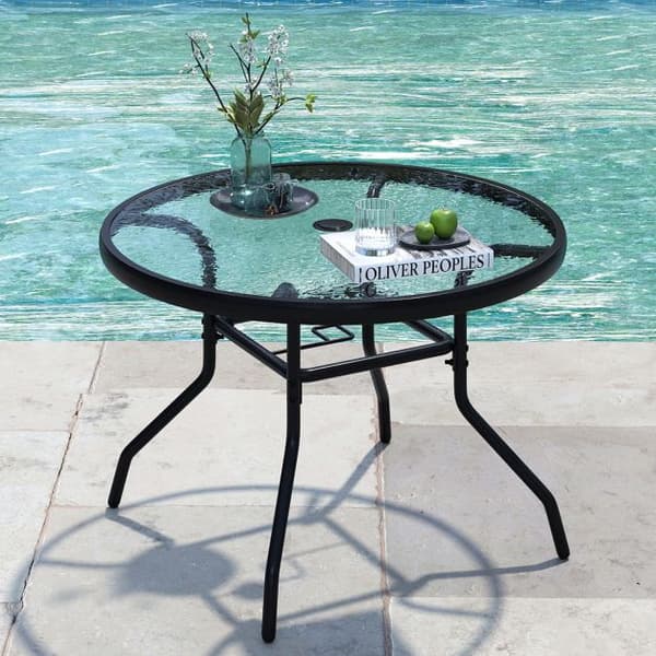Havebord, 70x70x45,5 cm, Sort, Glasplade , Star