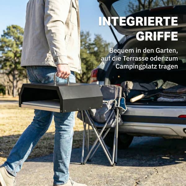 Udendørs Pizzaovn 40x37,5x53,5 cm Sort Rustfrit Stål